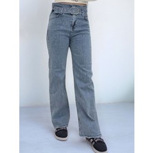 Asortix Kız Çocuk Geniş Paça Kot Pantolon - Esnek Belli, 4 Cepli, PAMUK-PNT-0052