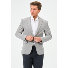Bonesti Erkek Slim Fit Likralı Blazer Ceket Açık Gri