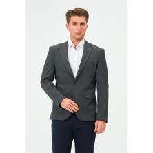 Erkek Slim Fit Likralı Blazer Ceket Antrasit