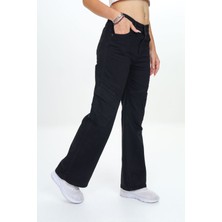 Asortix Kız Çocuk Ters Kargo Cep Detaylı Yüksek Bel Wide Leg Kot PANTOLON-PNT-0044