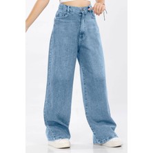 Asortix Kız Çocuk Pamuk Baggy Fit Geniş Paça Kot PANTOLON-PNT-0046