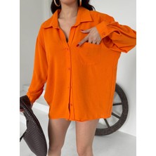 Kadın Flory Ayrobin Oversize Tek Cep Gömlek