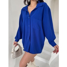 Kadın Flory Ayrobin Oversize Tek Cep Gömlek