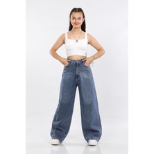 Asortix Kız Çocuk Pamuk Baggy Fit Geniş Paça Kot PANTOLON-PNT-0046