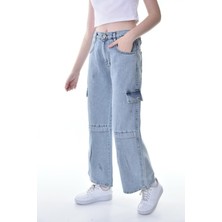 Asortix Kız Çocuk Wide Leg Geniş Paça Pamuklu Kot PANTOLON-PNT-0039