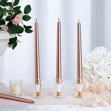 Chrıstmas Candle Metallıc Brıght Rose Gold Candlestıck 10 Adet Rose Gold Şamdan Mumu Yılbaşı Mumları