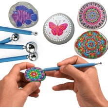 Mandala Art Fabric Dot Kalemi 4’lü Takım Metal Başlıklı Büyük Boy Dot Için Farklı Büyüklüklerde Mandala Kalemi