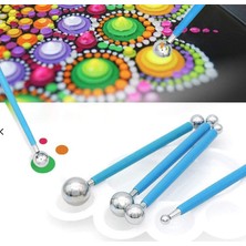 Mandala Art Fabric Dot Kalemi 4’lü Takım Metal Başlıklı Büyük Boy Dot Için Farklı Büyüklüklerde Mandala Kalemi