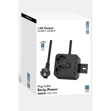 Blackbird Game Center Akım Korumalı Priz 2'li Priz  2x USB Girişi  2x Type-C Girişi 2mt Kablo Grup Priz Ftr-21