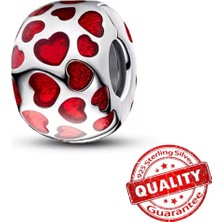 Poseidons Jewellery Gümüş Yuvarlak Kalpler Klips Charm