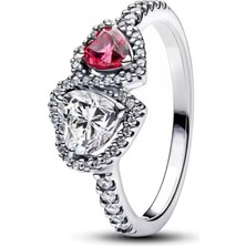 Poseidons Jewellery Gümüş Iki Renk Hale Kalpler Yüzük