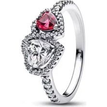 Poseidons Jewellery Gümüş Iki Renk Hale Kalpler Yüzük