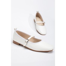 Shemard Trew Kadın Beyaz Bantlı Kemerli Hafif Babet