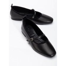 Shemard Trew Kadın Siyah Bantlı Kemerli Hafif Babet