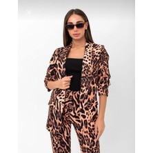 Sista Boutiquee Leopar Desenli Blazer Ceket