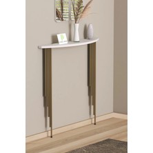 Pinhal Home Dresuar Petek Üstü Raf Yarım Ay Beyaz Gold Ayak 80 x 18 cm  (60 cm  Altı Petekler Için Geçerlidir)