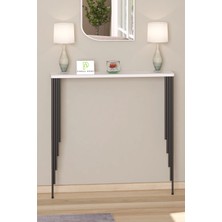 Pinhal Home Dresuar Petek Üstü Raf Oval Kenar Beyaz Siyah Ayak 120*18CM (110CM Altı Petekler Için Geçerlidir)
