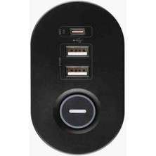 Fulltech Rose Teknoloji Termal Akım Korumalı Masa Kenarı Ayarlanabilir 3 Priz+2 Usb+1 Type-C Girişli 1.8m Uzatma Kablolu Hızlı Şarj Destekli Priz