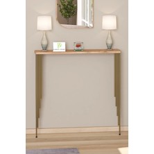 Pinhal Home Dresuar Petek Üstü Raf Oval Kenar Atlantik Çam Gold Ayak 120*18CM (110CM Altı Petekler Için Geçerlidir)