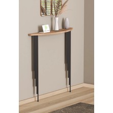 Pinhal Home Dresuar Petek Üstü Raf Yarım Ay Atlantik Çam Siyah Ayak 100 x 18 cm  (80 cm  Altı Petekler Için Geçerlidir)