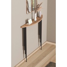 Pinhal Home Dresuar Petek Üstü Raf Yarım Ay Atlantik Çam Siyah Ayak 100 x 18 cm  (80 cm  Altı Petekler Için Geçerlidir)