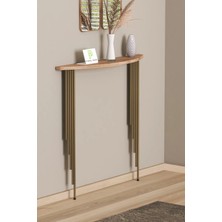 Pinhal Home Dresuar Petek Üstü Raf Yarım Ay Atlantik Çam Gold Ayak 100*18CM (80CM Altı Petekler Için Geçerlidir)