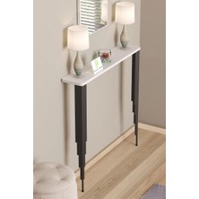 Pinhal Home Dresuar Petek Üstü Raf Oval Kenar Beyaz Siyah Ayak 60*18CM (50CM Altı Petekler Için Geçerlidir)