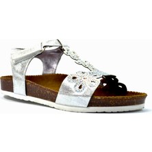Onlo Ayakkabı Deri Gümüş Ortopedik Kız Çocuk Sandalet