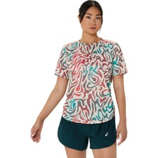 Asics Road All Over Print Ss Top Kadın Mahogany/Black Kısa Kollu Tshirt 2012D225-200