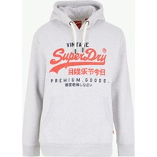 Superdry Kapüşon Yaka Gri Erkek Sweatshırt M2013687A5WB_DUO Vıntage Logo Hoodı