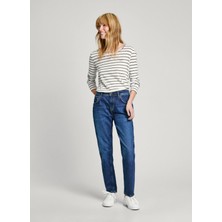Pepe Jeans Yüksek Bel Dar Paça Standart Lacivert Kadın Denim Pantolon PL204176VR6R