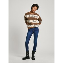 Pepe Jeans Yuvarlak Yaka Standart Nakışlı Kahve Kazak Kadın PL702226