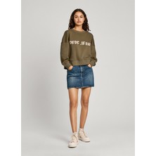 Pepe Jeans Yuvarlak Yaka Baskılı Haki Kadın Sweatshırt PL581452
