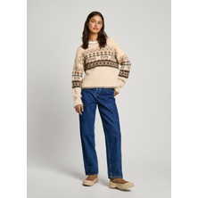 Pepe Jeans Yuvarlak Yaka Standart Nakışlı Ekru Kazak Kadın PL702193