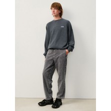 American Vintage Bisiklet Yaka Koyu Gri Erkek Sweatshırt MDOV03AE25CASU