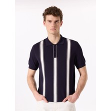 Fabrika Comfort Polo Yaka Regular Fit Çizgili Lacivert Erkek Kazak FC5SM-KZK 2762