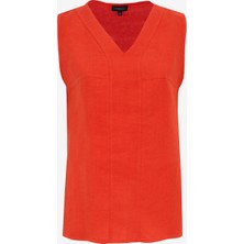 Fabrika Comfort V Yaka Düz Nar Çiçeği Kadın Bluz FC5SL-BLZ0139