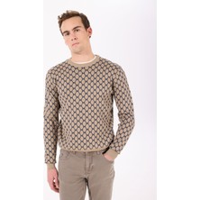 John Richmond Bisiklet Yaka Regular Fit Bej Erkek Kazak UMA24028MA