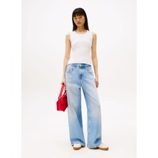 Tommy Jeans Bisiklet Yaka Beyaz Kadın T-Shirt DW0DW20673YBL