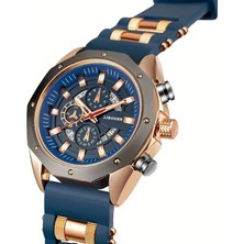 Moda Mio Erkekler Için Hediye Chronograph Saatli Spor Kuvars Saat, Silikon Kayışlı