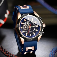 Moda Mio Erkekler Için Hediye Chronograph Saatli Spor Kuvars Saat, Silikon Kayışlı