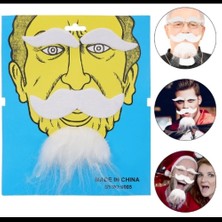 Beyaz Renk Kendinden Yapışkanlı Takma Sakal Bıyık ve Kaş Seti