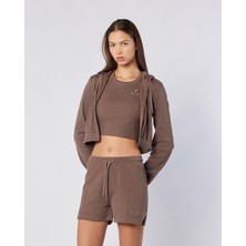 Kappa Kadın Eşofman Üstü Kahverengi Regular Fit Fermuarlı %48 Pamuk %47 Polyester Sezon SS2025