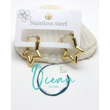 Ocean Desing Çelik Gold Renk Yıldız Model Kadın Küpe