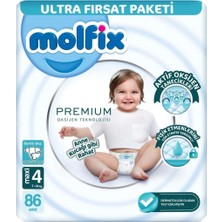 Nessiworld Molfix Premium Bebek Bezi Ultra Fırsat Paketi 4 Beden 7-14 kg 86 Adet