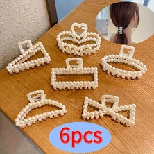 Cappadocean 6 Parça Şık Saç Tokası Seti - Vintage Fransız Retro Stili Plastik Saç Barretleri ile Hoş Tasarım ve Suni Inci Detaylı Saç Tokası