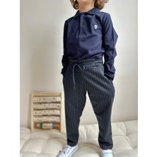 Sacro Kids Polo Yaka Altı Çizgili Eşofman-Sweatshirt 2 Iplik Mevsimlik Erkek Çocuk Takım