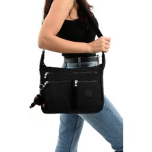 Morpelikan Kadın Büyük Boy Bölmeli Suya Dayanıklı Krinkıl Kumaş Omuz Çantası