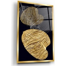 Marsilyan Gold Yapraklar Cam Tablo