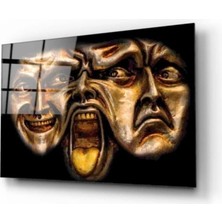 Tiyatro Maskeleri Cam Tablo 50 x 70  cm